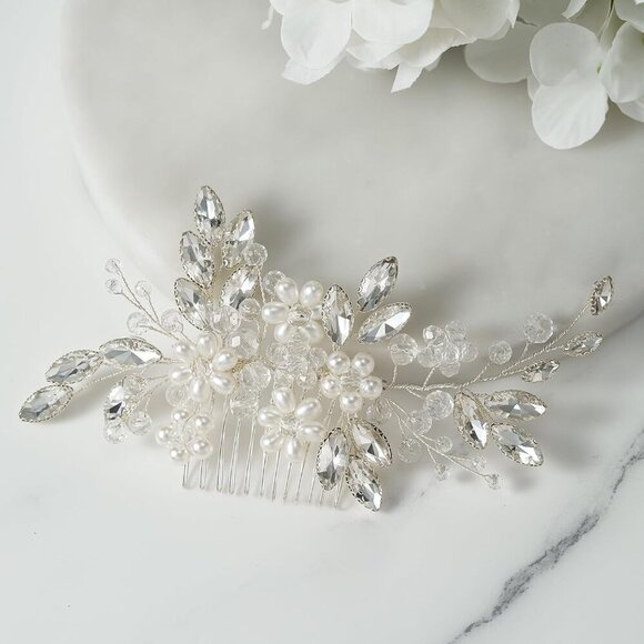 Wedding Hair Comb Pearl Bridal Hair Pins Flower Rhinestone Hair Accessory main image 4